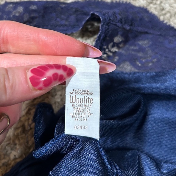 Vintage Navy Blue Lace Trim Sheer Camisole Tank Top Style Women's Size 36 Small - Picture 6 of 9